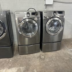 Samsung Washer Dryer Set Stainless Steel Working Great 90 Days Warranty Delivery Today 