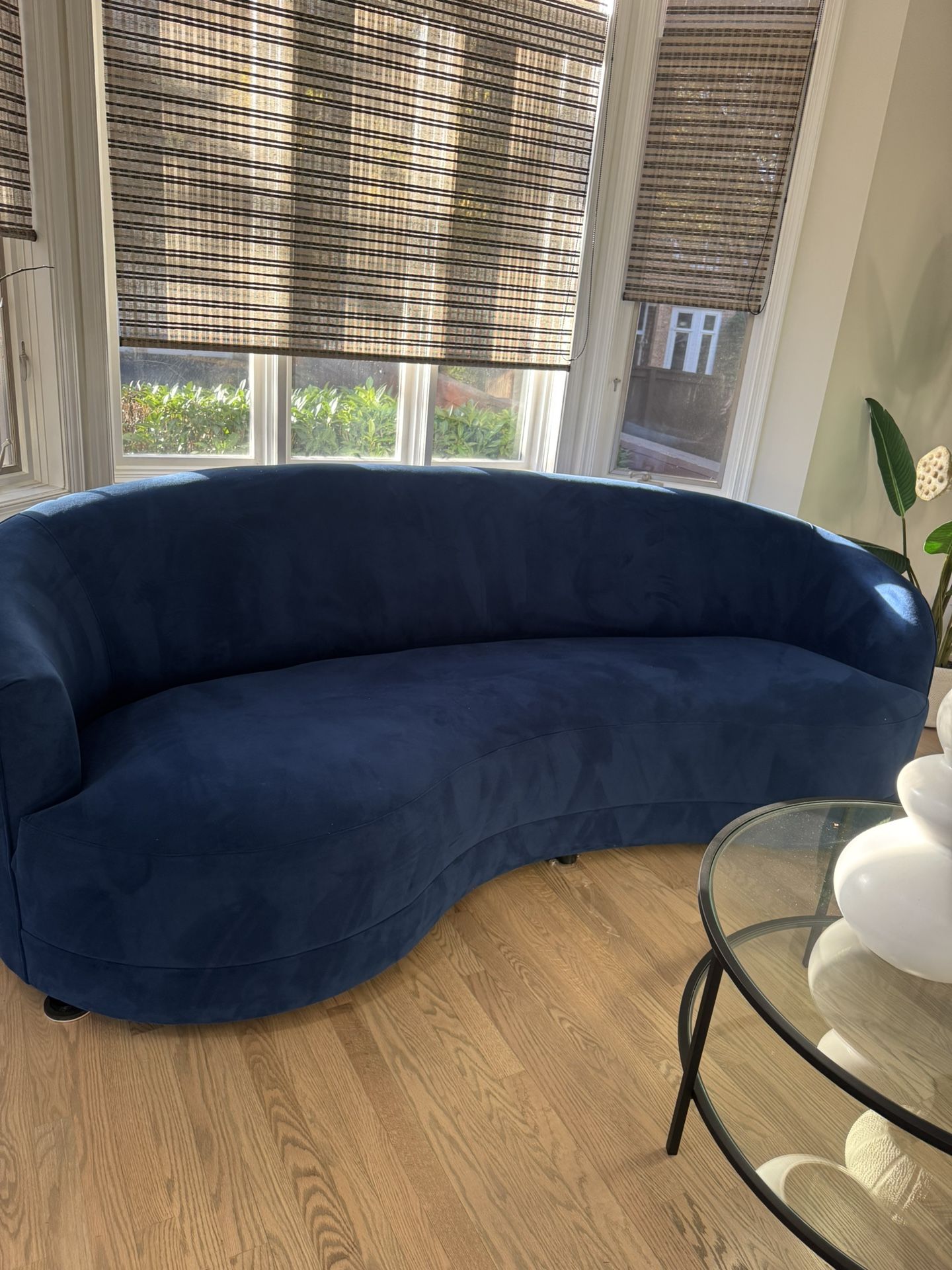 Blue Crate & Barrel Performance Velvet Sofa — $300 