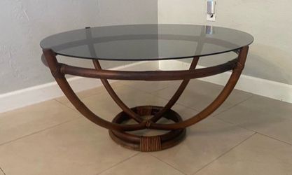 MidCentury Bamboo and Glass Coffee Table