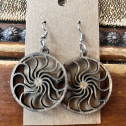 Laser Carved Wood Earrings 