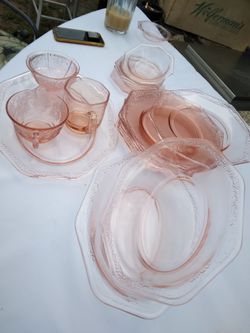 15 pcs pink depression glass collection