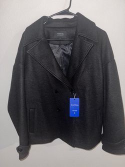 ChouYatou Black Wool Pea Coat Size S