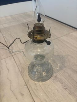 Glass Lantern style lamp … 18” high 5” wide , $30