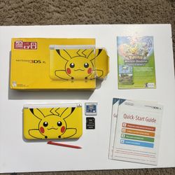 Nintendo 3DS XL Pikachu Pokemon limited ed. handheld collector EUC - Working
