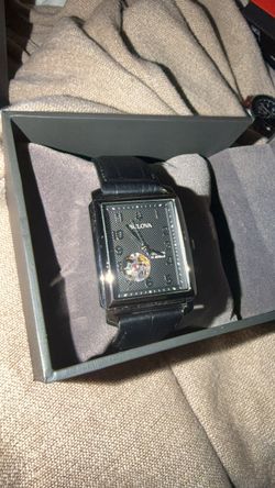 Bulova Sutton Open Heart Black Dial Leather 96A269