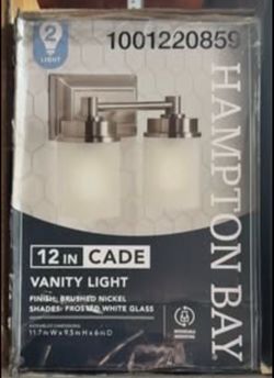 Hampton Bay 12 in Cade 2 Light Vanity Light Brushed Nickel