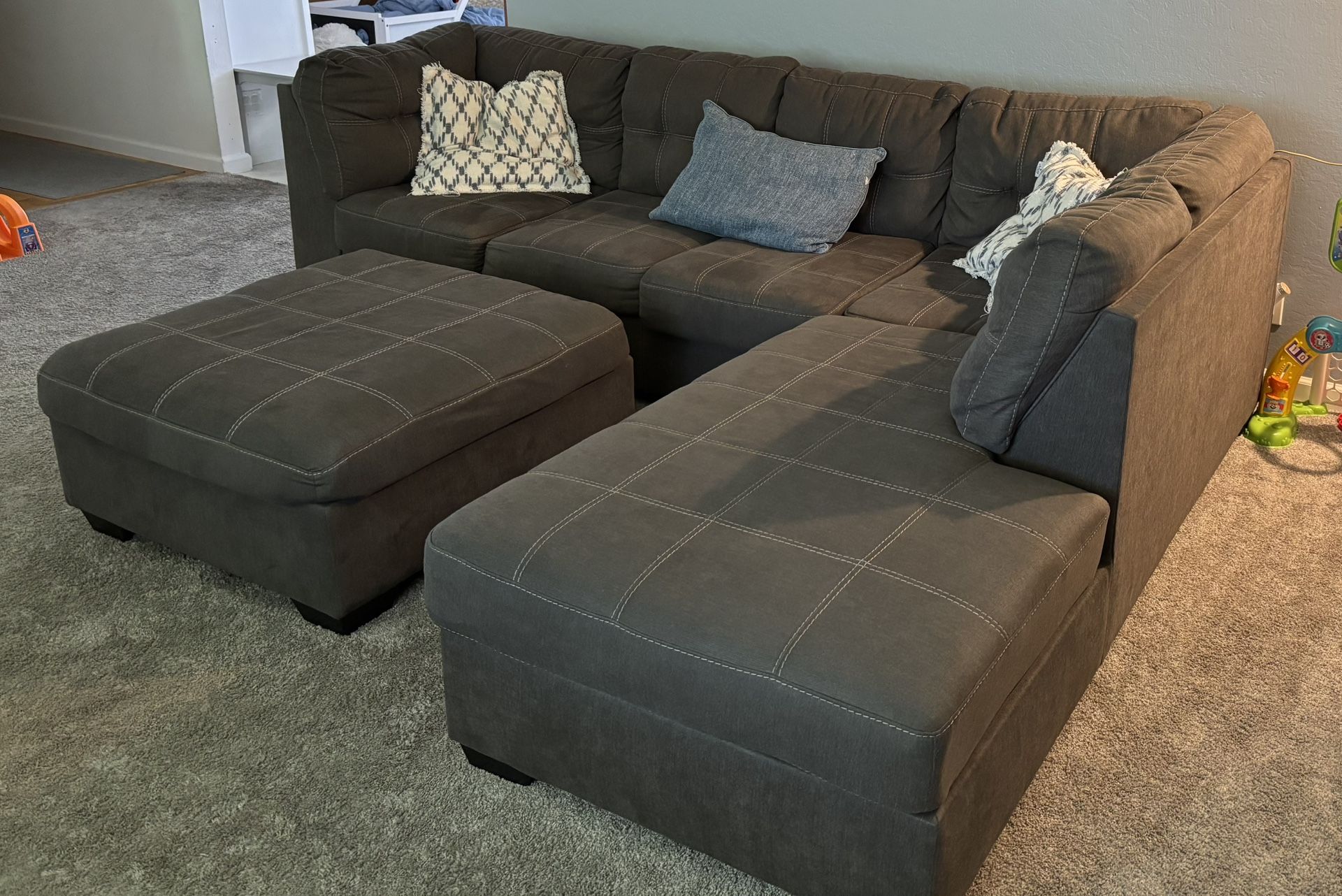 Sectional Couch with sleeper/chaise & Ottoman