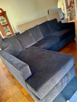 Large Black Custom Sectional Sofa with Chaise