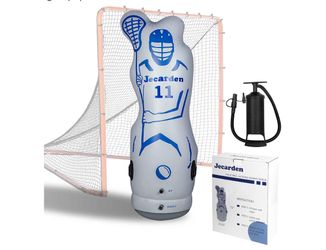 Inflatable Lacrosse Goalie Football Dummy Defender Lacrosse Shot Blocker Training Aids Dodging Dummy for Lacrosse (Goal NOT Included) with Air Pump La