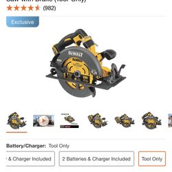DEWALT FLEXVOLT 60-Volt MAX Cordless Brushless 7-1/4 in. Circular Saw with Brake (Tool-Only)solo Herramienta 