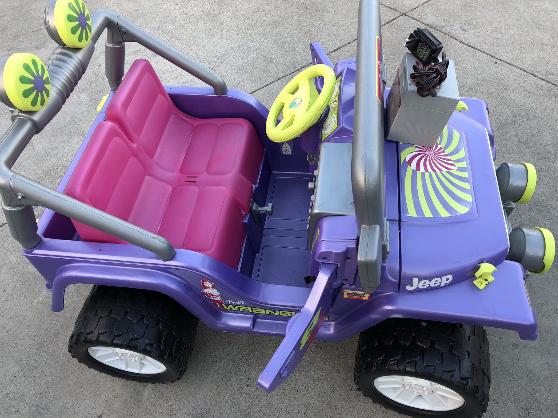 Purple Barbie Jeep Wrangler 12volt electric kids ride on cars power wheels  for Sale in Vista, CA - OfferUp
