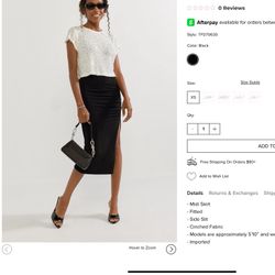 Midi Slit Black Work Skirt (Medium)