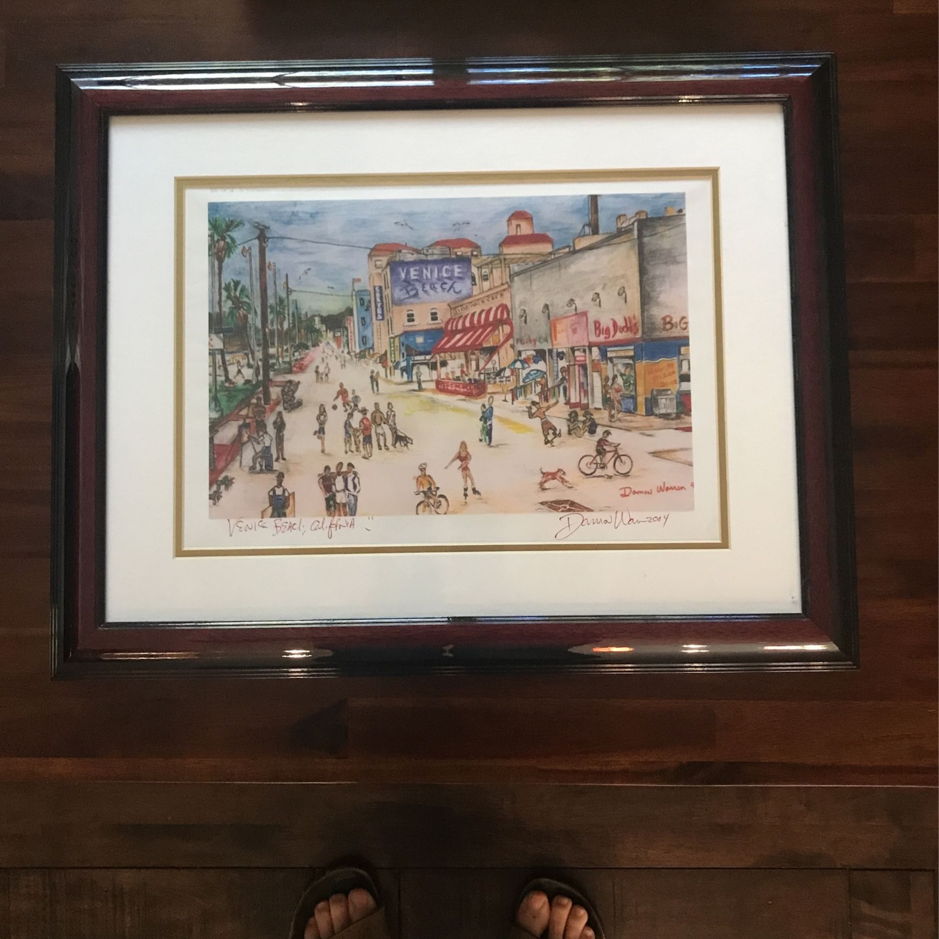 Damon Warren, Venice Beach, Signed framed print