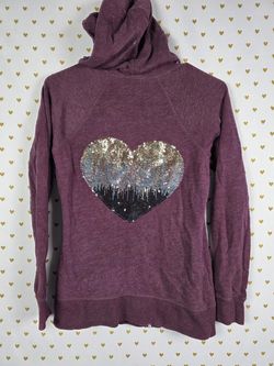 Victorias Secret Bling heart sequined Jacket WINGS Hoodie HTF XS