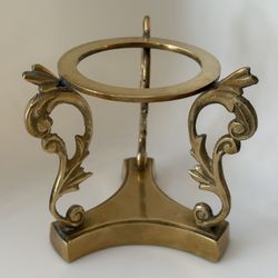 Vintage Solid Brass Decorative Stand, Small Ornate Pedestal Base, Victorian Style Candle Holder, 4” Tall Display Accent