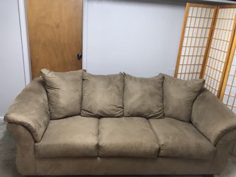 Clean microfiber sofa with pull out bed- new mattress