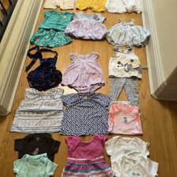 12 Month Summer Girl Clothes - 19 Pieces 