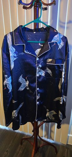 Silk Men's Crane Print Pajama Set