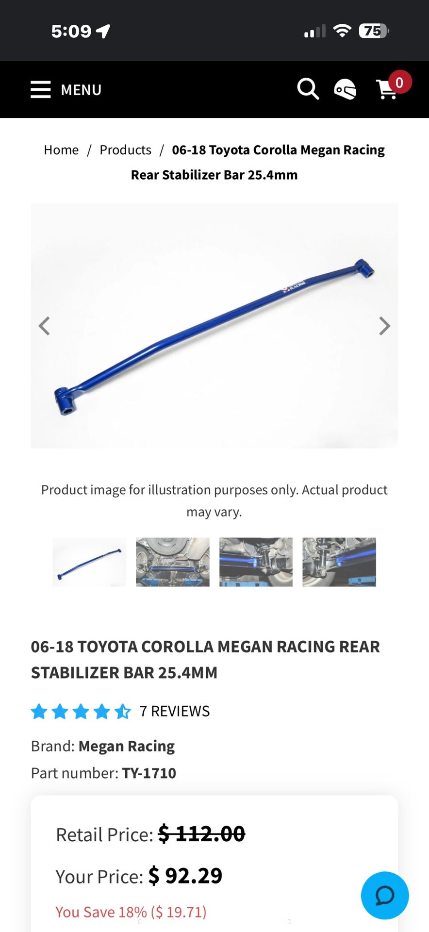 Toyota Corolla (9th Gen) Megan Racing Rear Swaybar