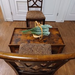 Wooden Low Table And Two Wooden Chairs