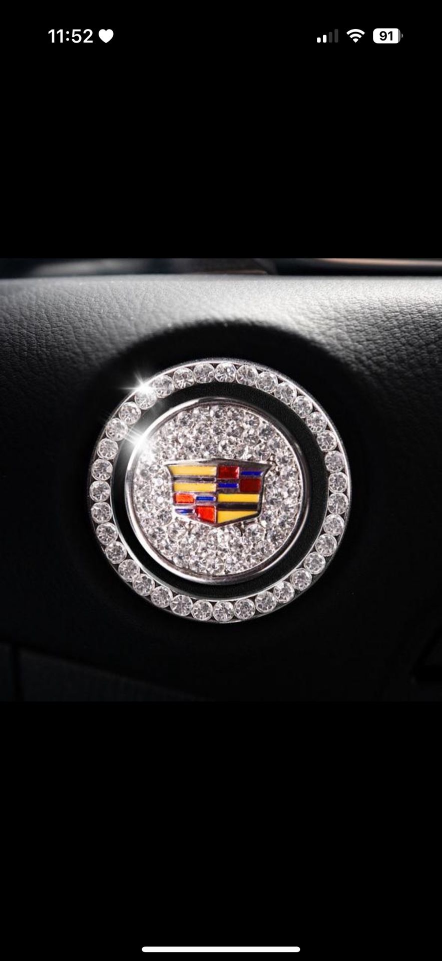 Cadillac Start Button | Bling Car Décor | Crystal Rhinestone Car Bling Ring | Emblem Sticker