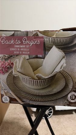 Brand New Over & Back "Back to Origins" 16pc Dinnerware Set