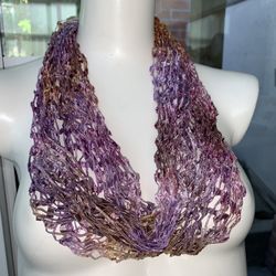 Silk Cowl/ Necklace In Lavender And Brown