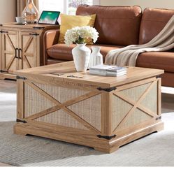 Farmhouse Square Coffee Table with Storage