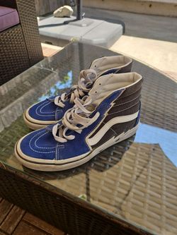 Blue and black high top vans mens size 8
