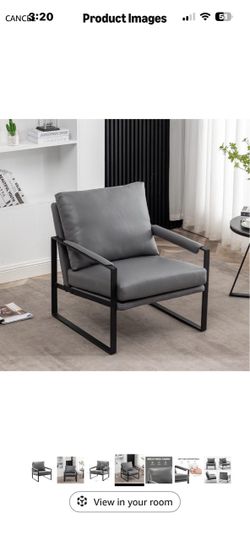 Chair with Metal Frame and Back Pillow