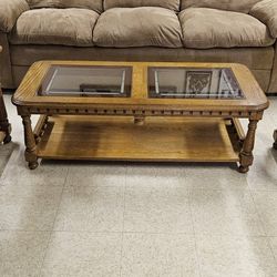 Solid Oak Coffee Table Set