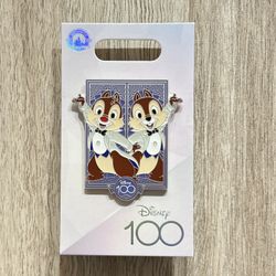 New Disney Pin 100 Years Of Wonder CHIP AND DALE Platinum 