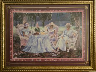 Vintage signed Framed artwork print "Afternoon Tea II"  by Consuelo  Gamboa