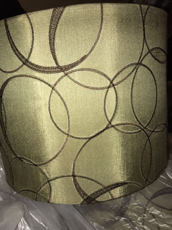 Designer Lamp Shades Green & Brown + Matching Drape (Bed Bath Beyond)