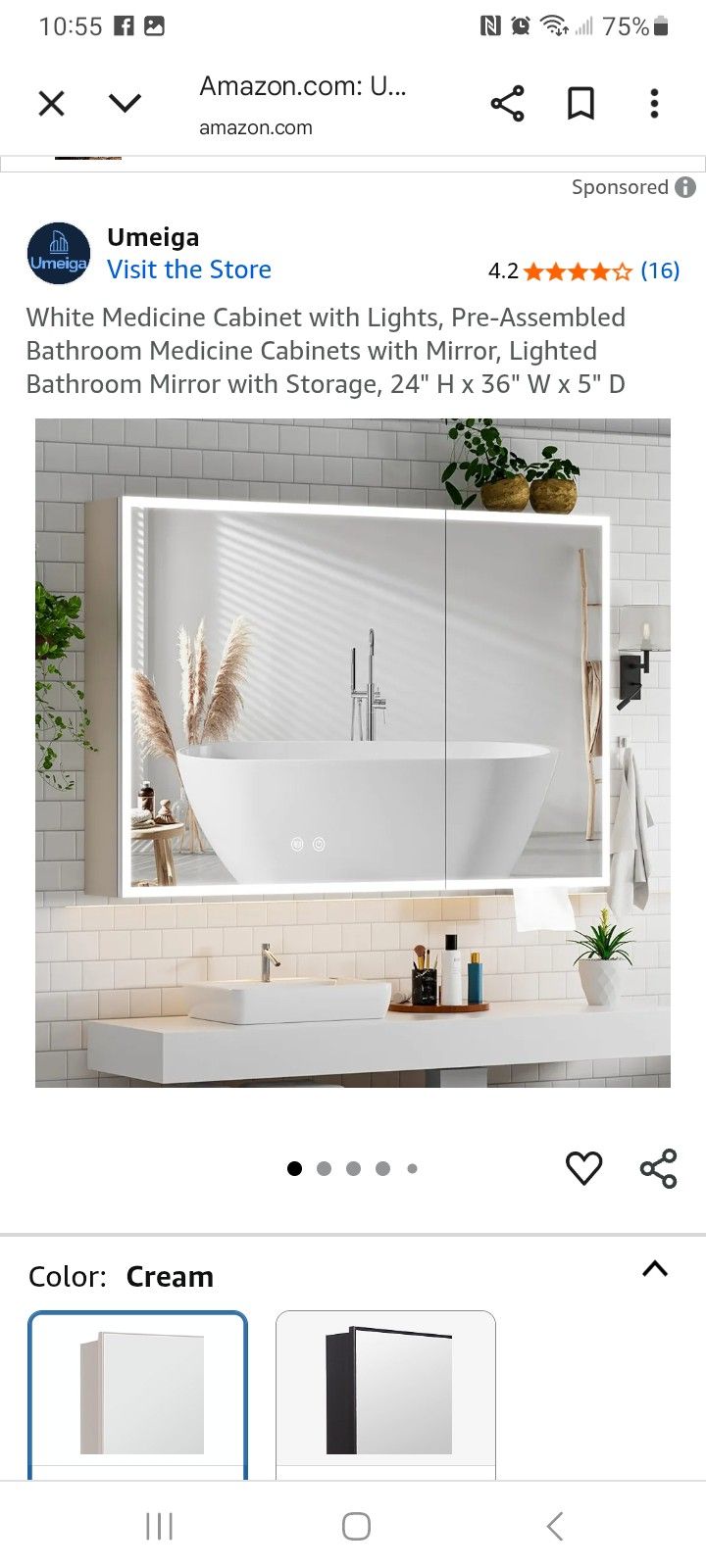 LED medicine cabinet mirror 24x36