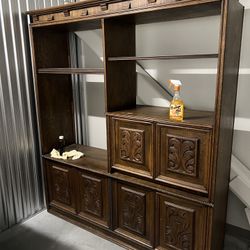 Vintage Bookcase With Desk