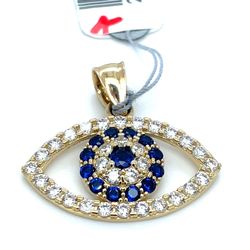 10Kt Yellow Gold CZ Evil Eye Pendant 2.64g 200517/13
