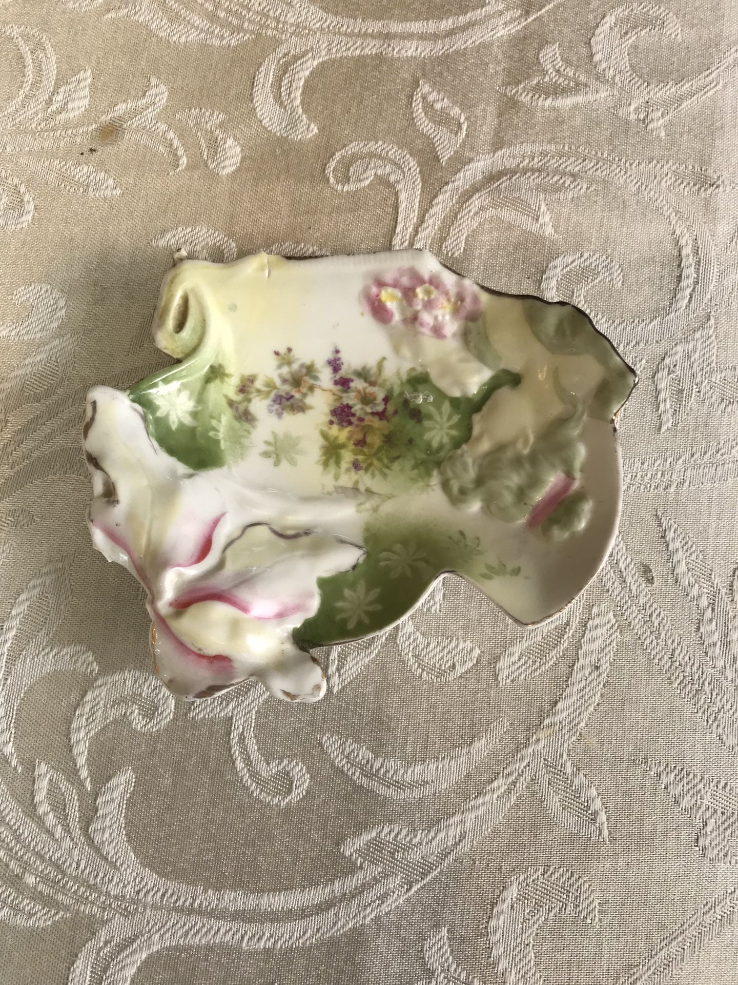 Vintage Porcelain Leaf Trinket Dish