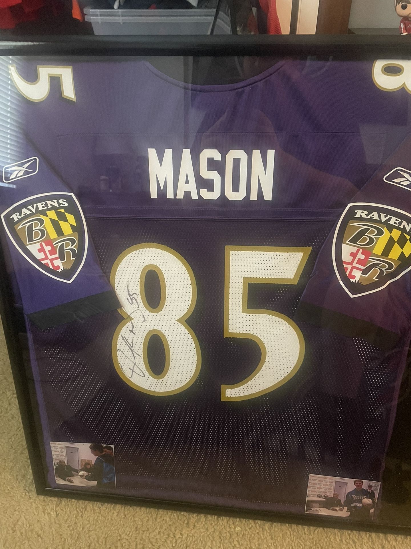 Derrick Mason Autographed Framed Jersey