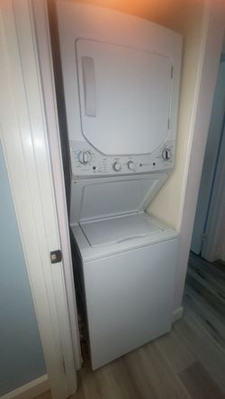 GE Unitized Spacemaker® 2.3 cu. ft. Capacity Washer with Stainless Steel Basket and 4.4 cu. ft. Capacity Electric Dryer