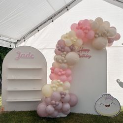 Candy Bag Stand And Backdrop With Balloons 