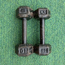 10 lb dumbbells dumbbell set lbs Cast Iron hex weights weight 10lb 10lbs pair gym weightlifting