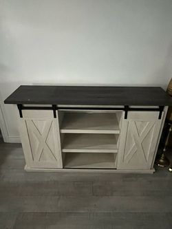 Farmhouse TV Stand with Sliding Barn Doors