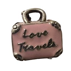 Pink Suitcase Love Travel Sterling Silver Bead Charm