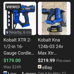 kobalt 16-in cordless brushless nail gun