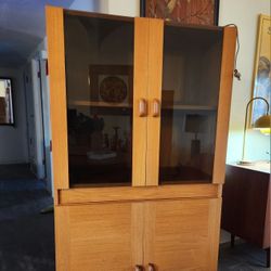 Vintage Mid Century Danish Teak China Hutch Cabinet
