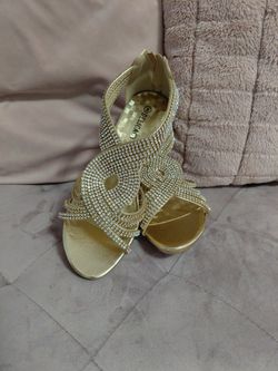 Gold Rhinestone Kitten Heel