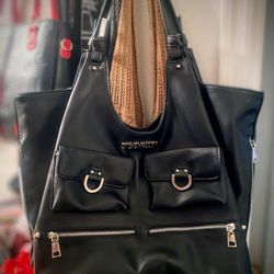 Steve Madden Large Black  Leather Tote 