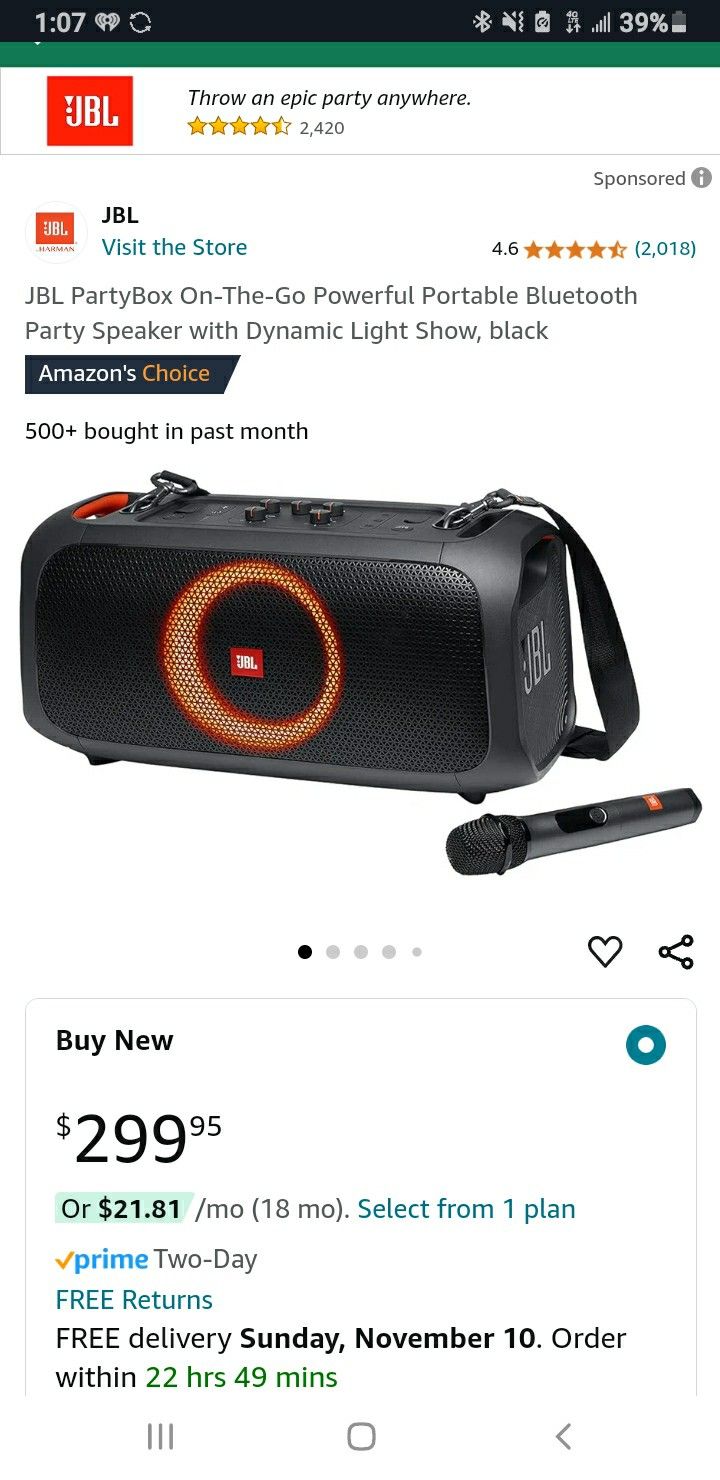 JBL PARTY BOX (ON THE GO)