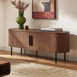 mopio Quin 59" Tambour TV Stand, Fluted Entertainment Center, Mid Century Modern TV Console, Television Stands for 65 Inch TV, Wood Media Storage Cabi